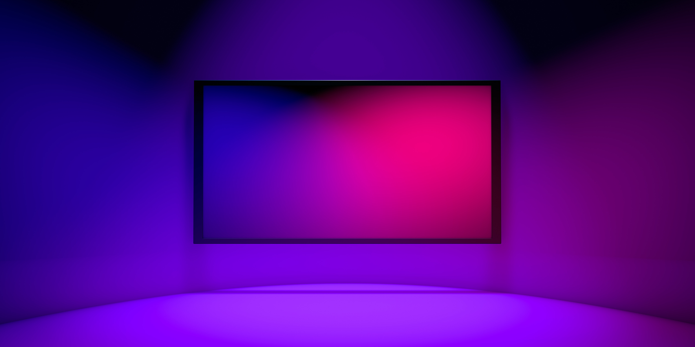 Mounted TV on Neon Color 3d Render